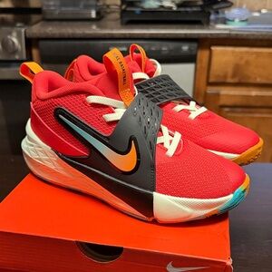 Nike Kids Red Black Orange White Basketball Sneakers